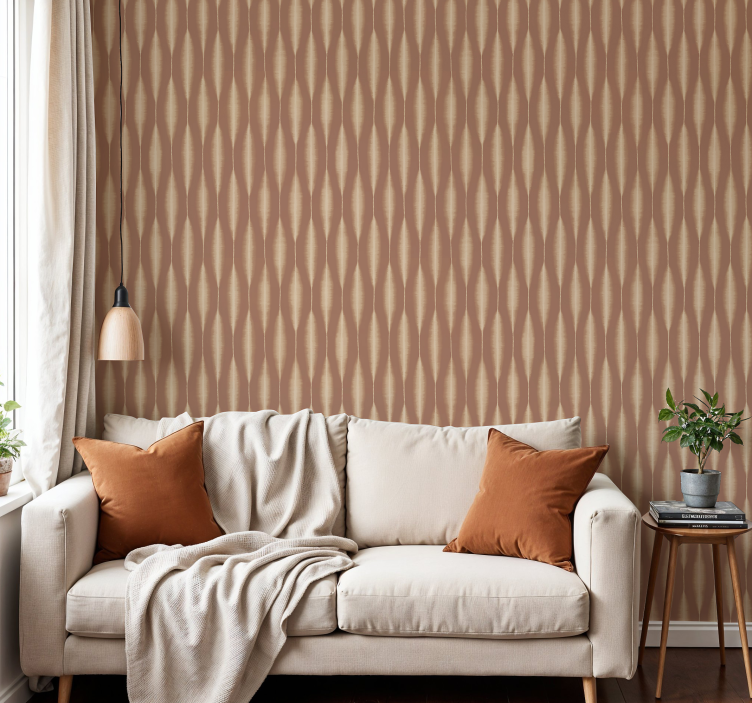 "Ikat Kasuri" Mocha Mousse geometric wallpaper - TenStickers