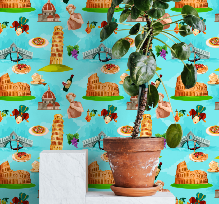 Italian Landmarks Collage city wallpaper - TenStickers