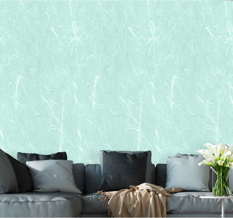 Japandi-style aquamarine Living Room Wallpaper - TenStickers
