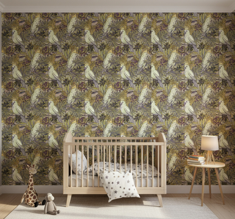 Kids wallpaper amazonian parrots scandinavian style - TenStickers