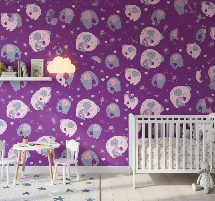 Kids wallpaper cute elephant design - TenStickers