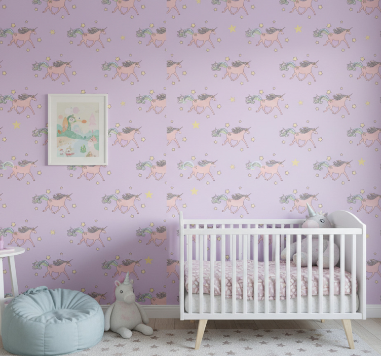 Kids wallpaper dancing unicorns design - TenStickers