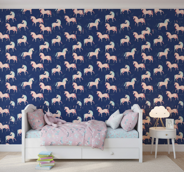Kids wallpaper enchanted unicorns design - TenStickers