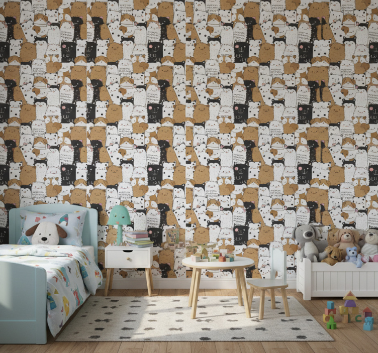 Kids wallpaper featuring adorable seamless dogs - TenStickers