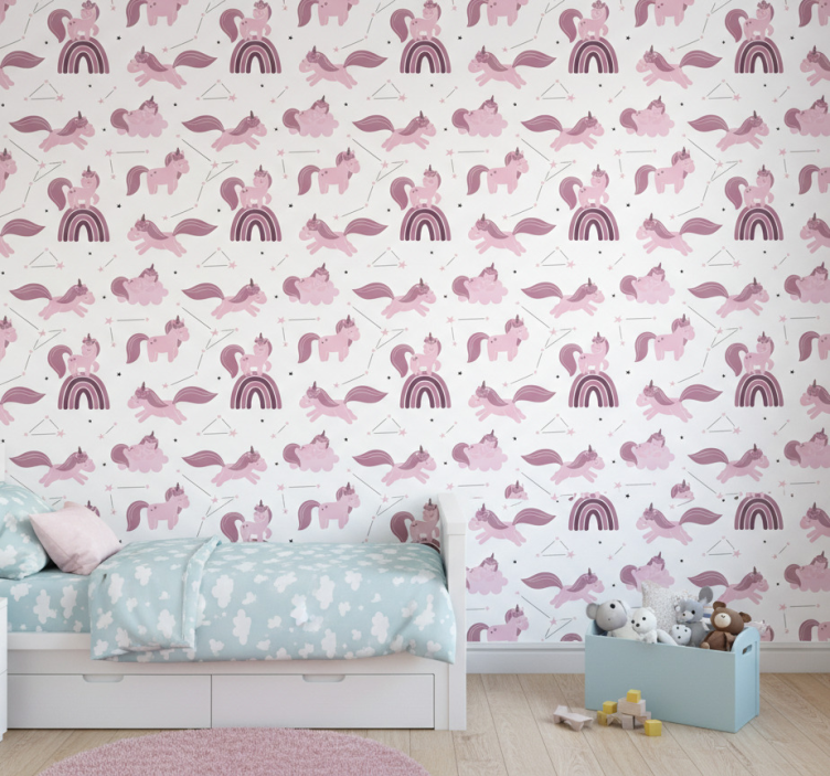 Kids wallpaper funny unicorns and star constellations - TenStickers