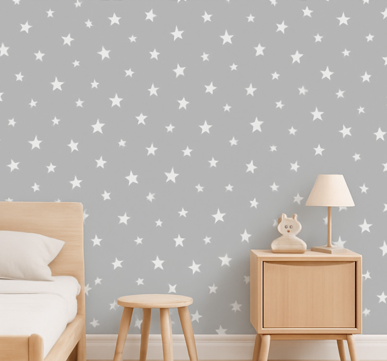 Kids wallpaper grey star pattern - TenStickers