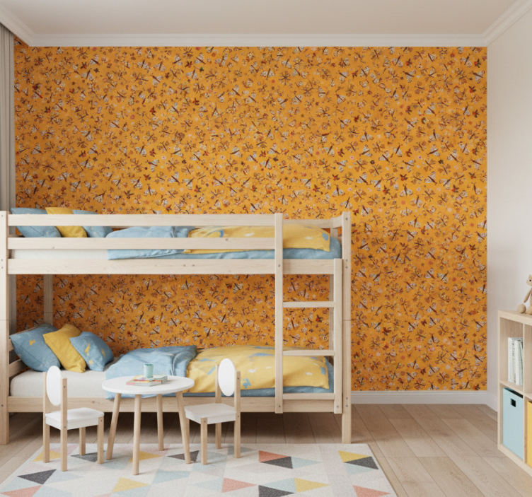 Kids wallpaper in yellow traditional design - TenStickers