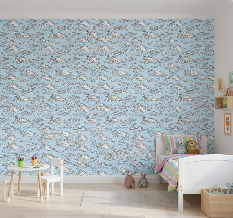 Kids wallpaper maritime wildlife mural - TenStickers