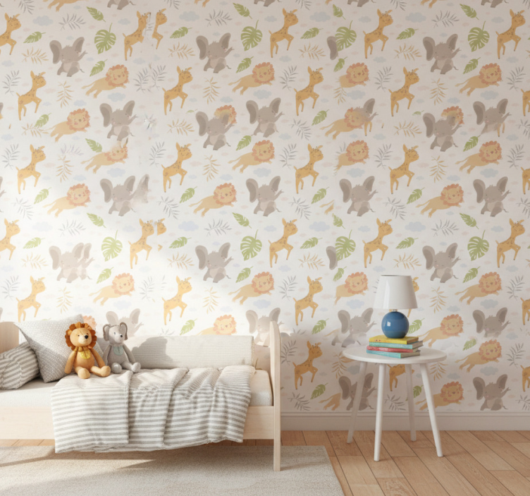 Kids wallpaper nordic minimalistic safari design - TenStickers