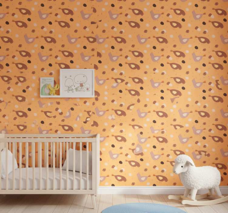 Kids wallpaper orange chick design - TenStickers
