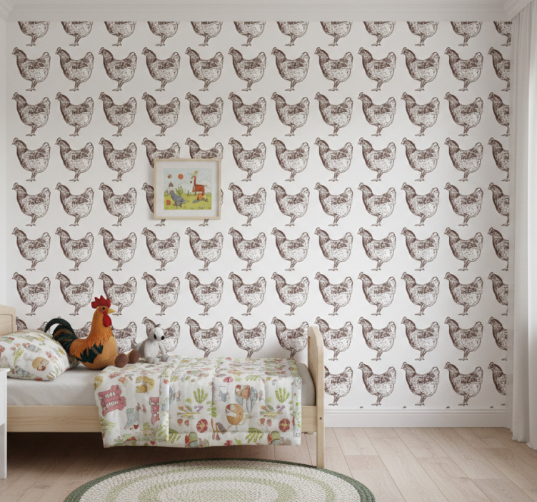 Kids wallpaper original chicken pattern - TenStickers