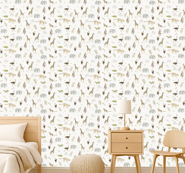 Kids wallpaper savanna animals for kids - TenStickers