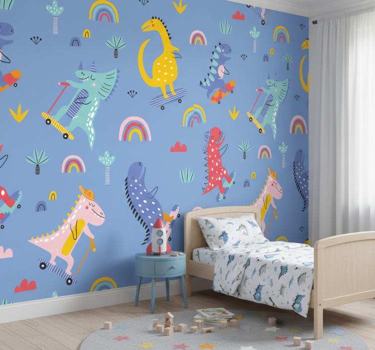 Kids wallpaper skateboarding adventure - TenStickers