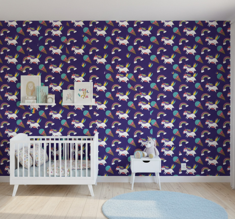 Kids wallpaper unicorns and rainbows - TenStickers