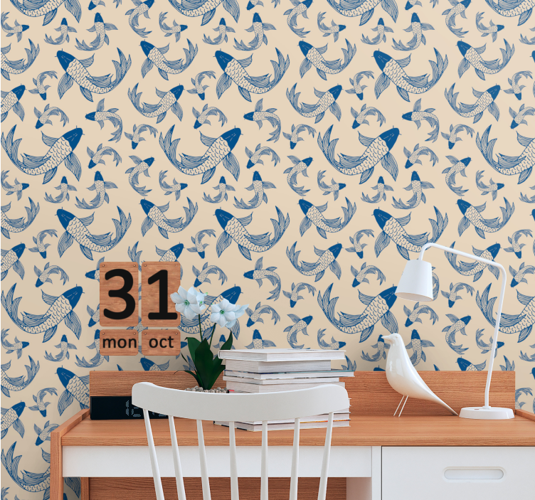 Koi Fish Pattern animal wallpaper - TenStickers