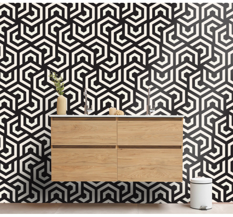 Labyrinthine Design geometric wallpaper - TenStickers