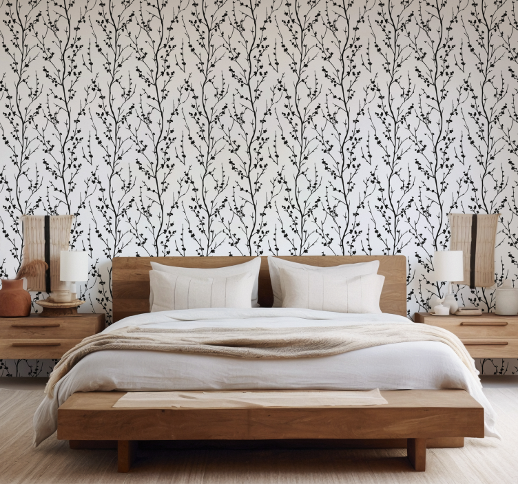 Large thin branches headboard wallpaper - TenStickers