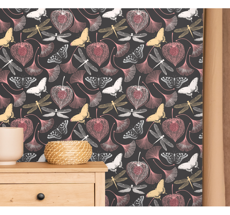 Dark botanical elegance leaf wallpaper - TenStickers