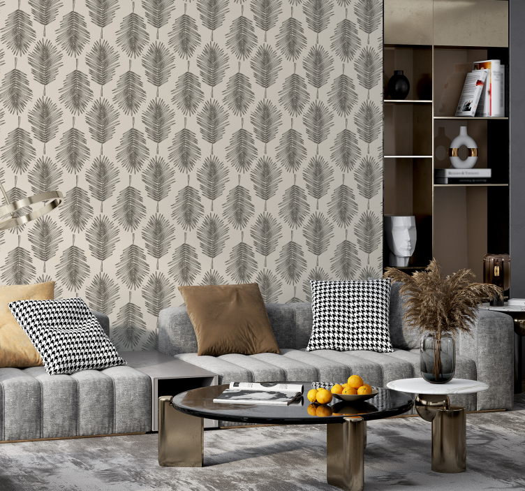 Leaf pattern living room wall mural - TenStickers