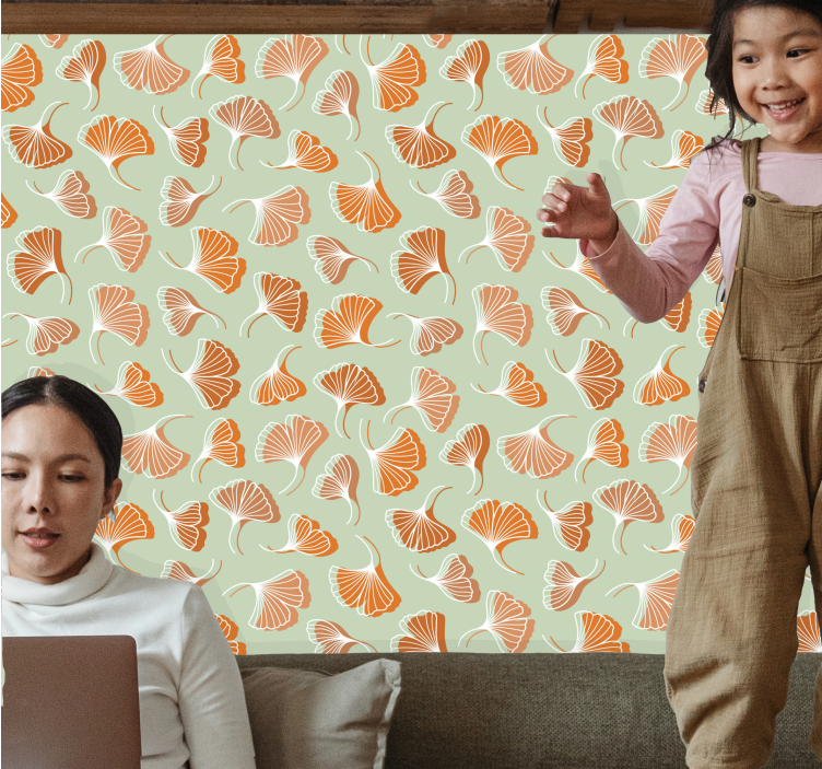 Leaf wallpaper gingko leaf design - TenStickers