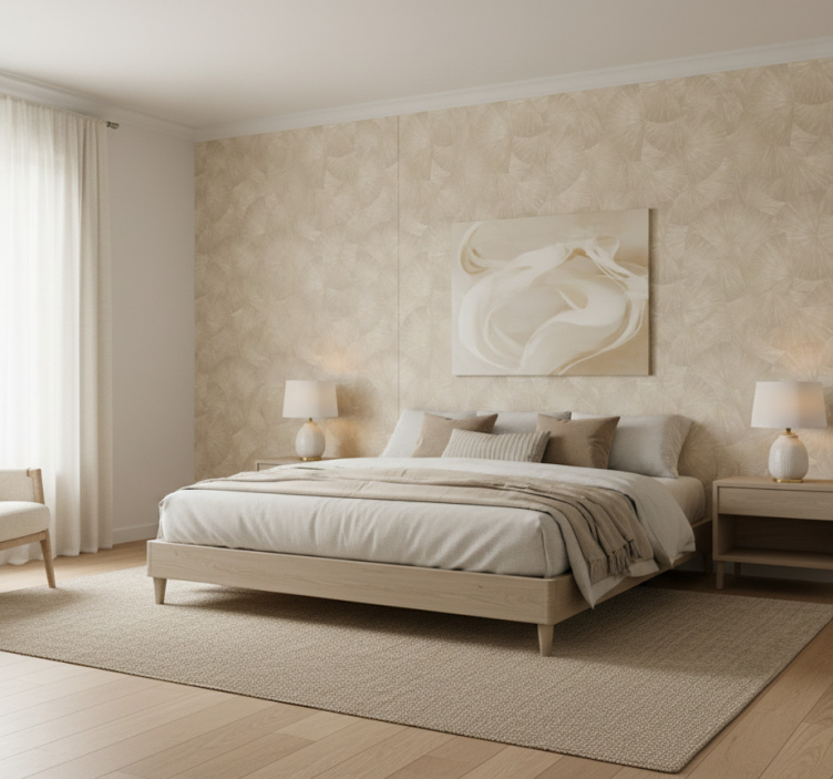 Leaf wallpaper in chic tan abstract fan design - TenStickers