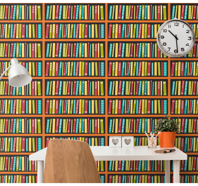 Library Bookshelf alphabet wallpaper - TenStickers