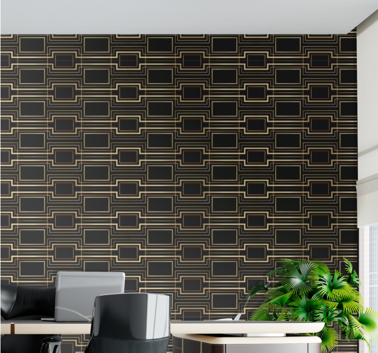Linear rectangular shapes office wallpaper - TenStickers