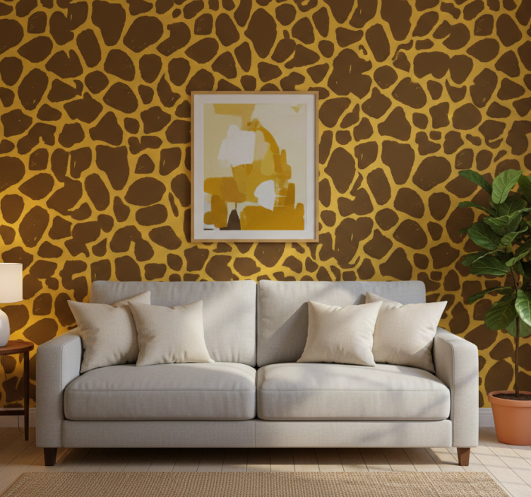 Living room wallpaper giraffe pattern - TenStickers