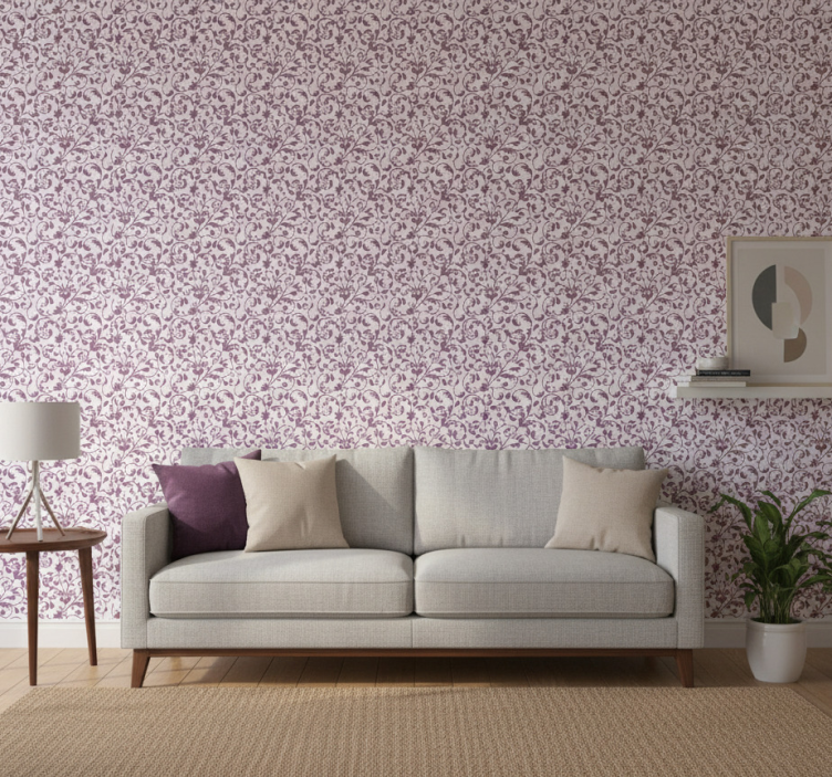 Living room wallpaper ornamentas leaf paisley - TenStickers
