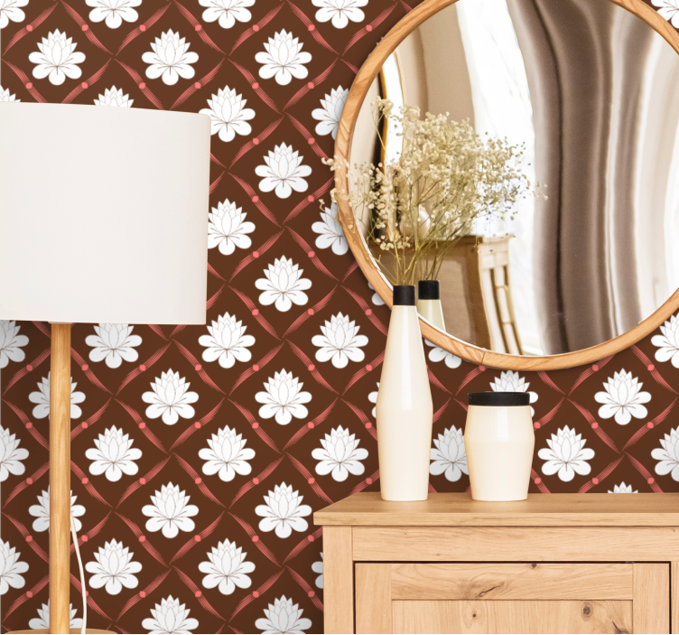 Lotus Pattern Design ornamental flower wallpaper - TenStickers