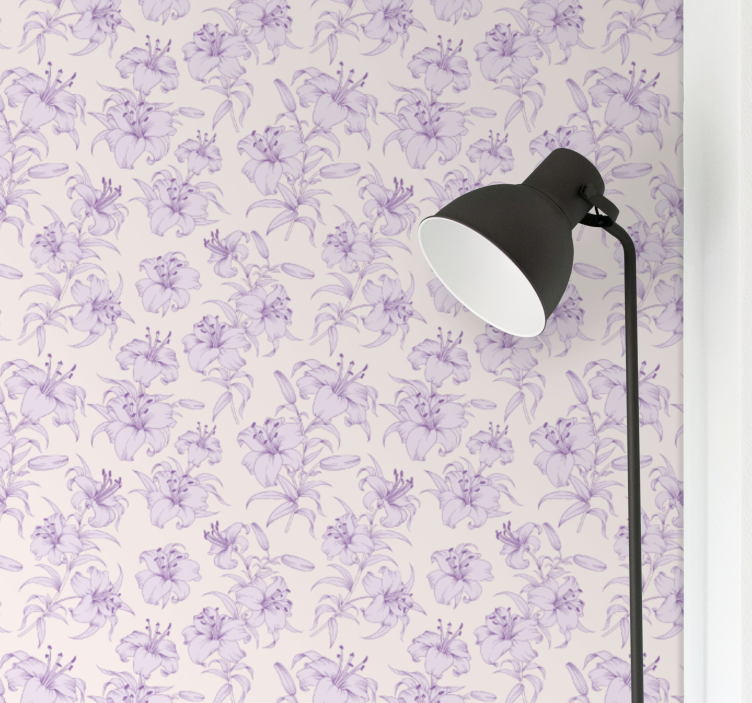 Elegant purple motif flower wallpaper - TenStickers
