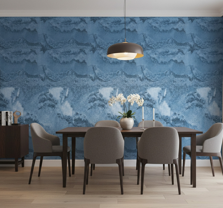 Marble wallpaper deep blue texture - TenStickers