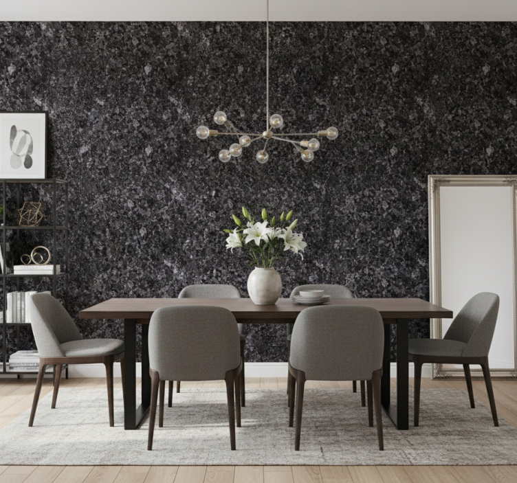 Marble wallpaper in dark charcoal style - TenStickers