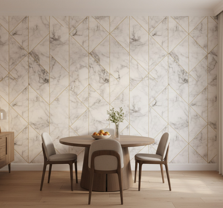 Marble wallpaper with elegant grid design - TenStickers