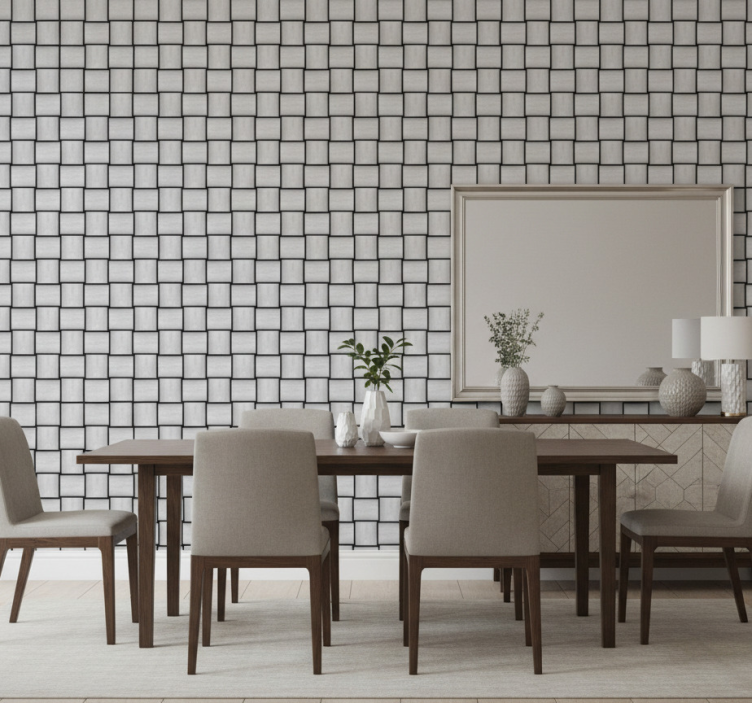 Marble wallpaper with grey squares motif - TenStickers