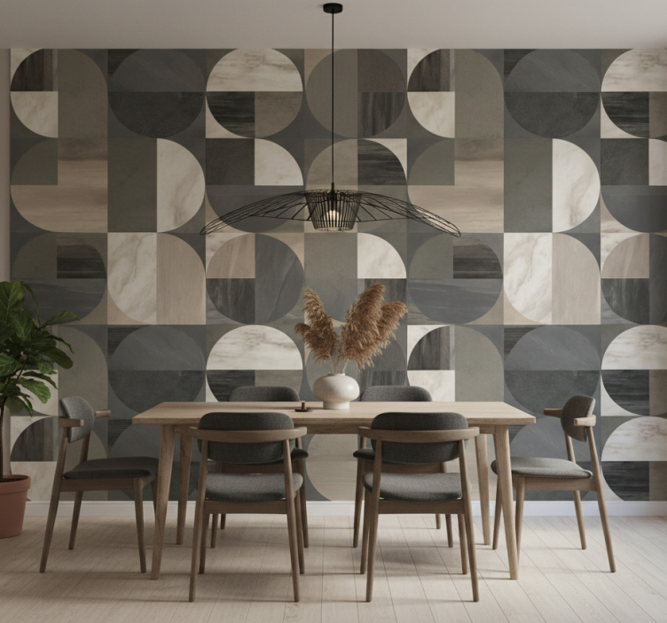 Marble wallpaper with half-circle pattern - TenStickers