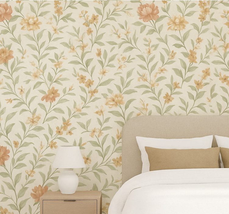 Master bedroom wallpaper asian blossom - TenStickers