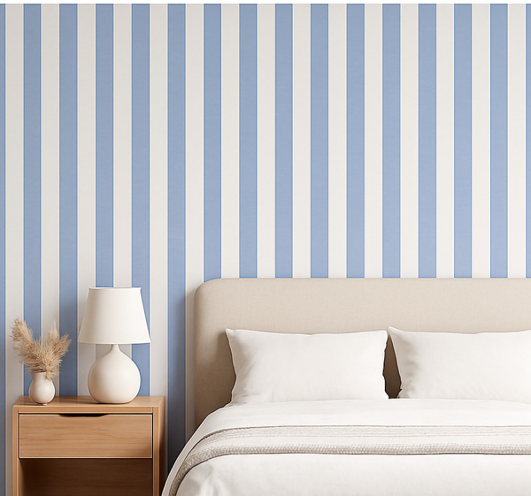 Master bedroom wallpaper blue and white stripes - TenStickers