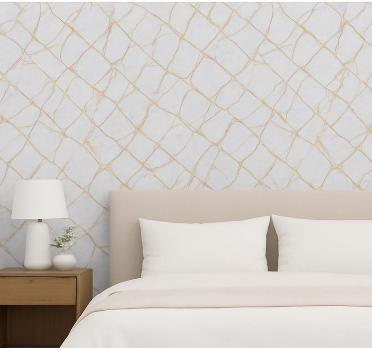 Master bedroom wallpaper broken marble in gold - TenStickers
