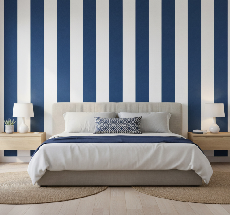 Master bedroom wallpaper classic nautical stripe - TenStickers