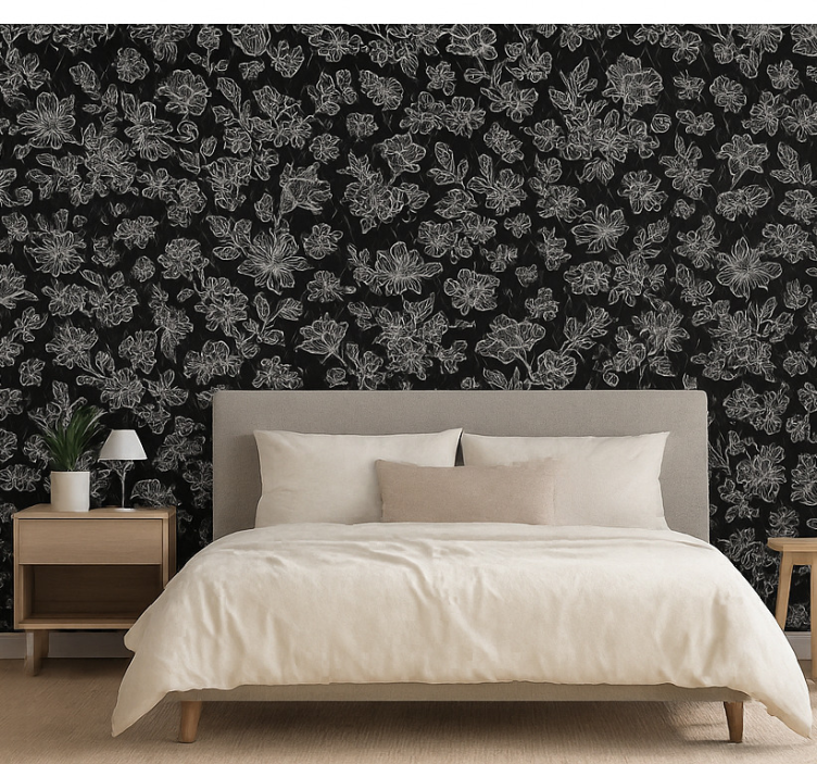 Master bedroom wallpaper dark floral pattern - TenStickers