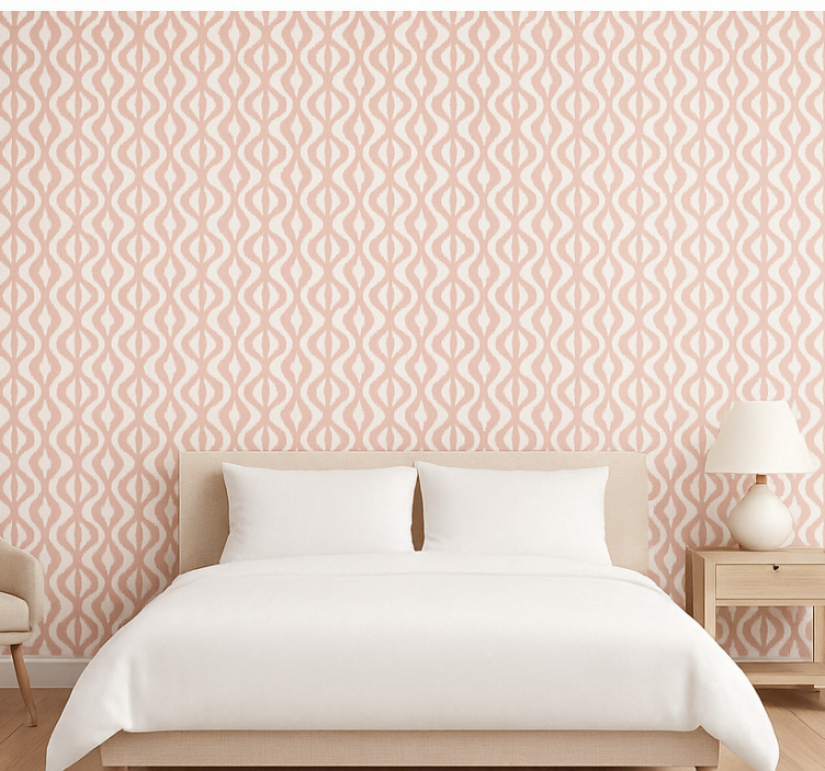 Master bedroom wallpaper dusty rose ikat geometric - TenStickers