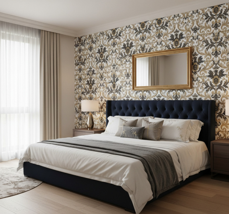Master bedroom wallpaper glamorous baroque - TenStickers