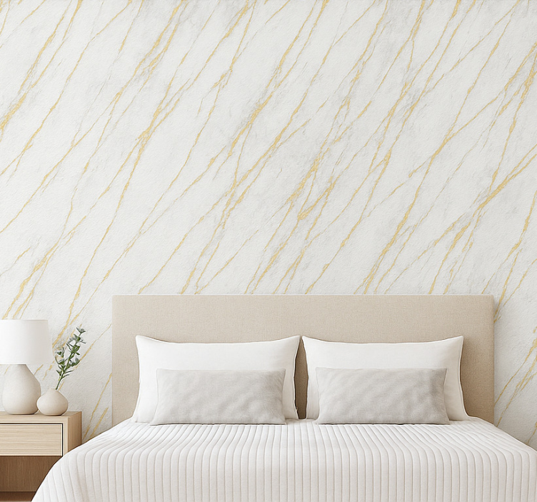 Master bedroom wallpaper grey marble with gold - TenStickers