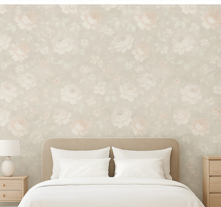 Master bedroom wallpaper grey vintage style - TenStickers