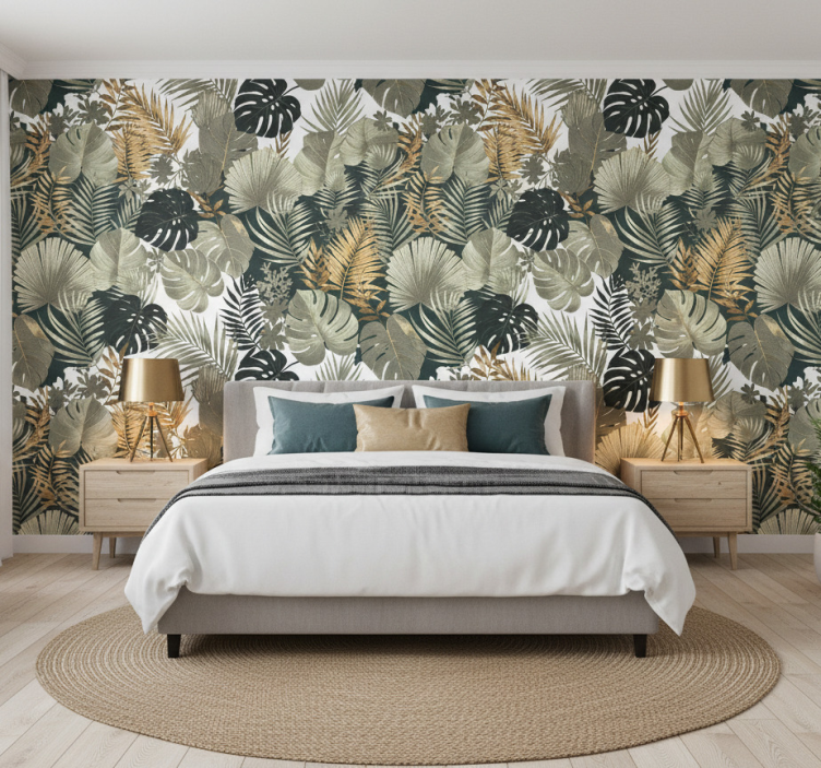 Master bedroom wallpaper in botanical & floral designs - TenStickers
