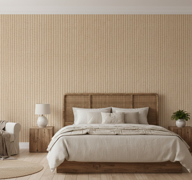 Master bedroom wallpaper in brown realistic jute - TenStickers
