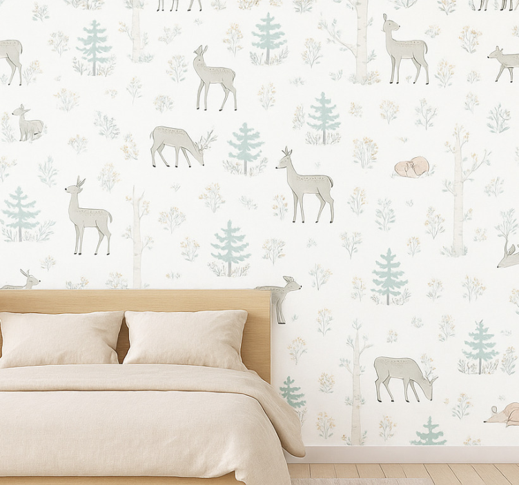 Master bedroom wallpaper in children's floral - TenStickers