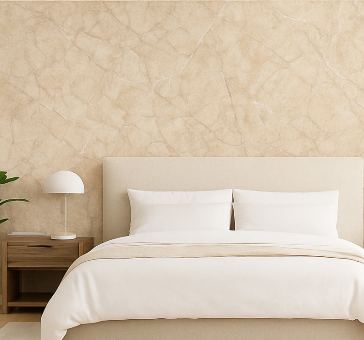 Master bedroom wallpaper light marble design - TenStickers