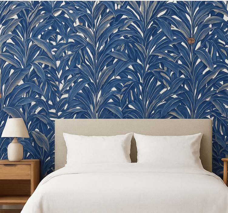 Master bedroom wallpaper lush indigo jungle - TenStickers